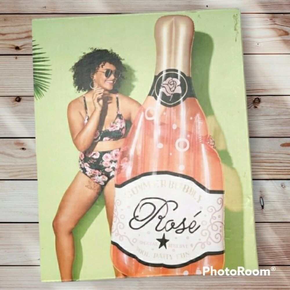 Sun Squad Giant Rosé Bottle Pool Float Raft Pool Toy Lounge Wine Poolsid…